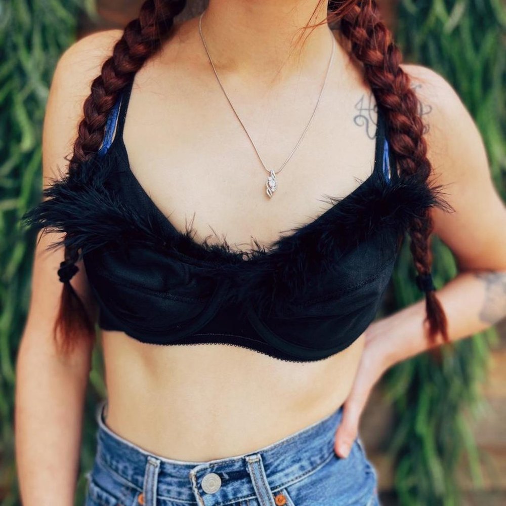 90s Vintage Feather Bra